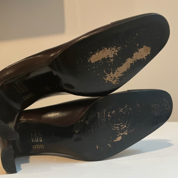 Chanel Vintage Two Tone CC Logo Square Toe Heel Brown Black Leather Shoe - 36.5 - Picture 6 of 6